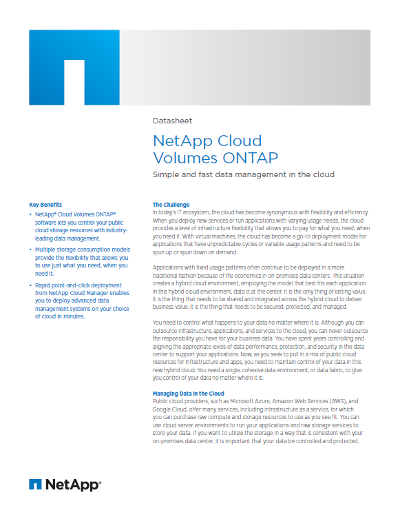 NetApp datasheet cover